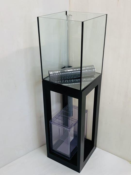 ラックの½ 300×300×400オールガラスオーバーフロー水槽セット ブラックシリコン 9kpLj-m99831315503 ガラス