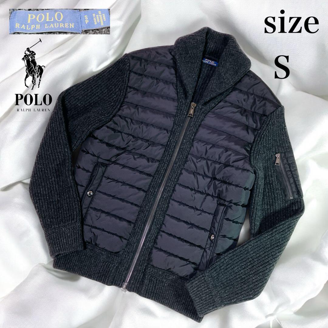 ポロラルフローレン ニット ダウンジャケット 切替 現行 ストレッチ グレー S