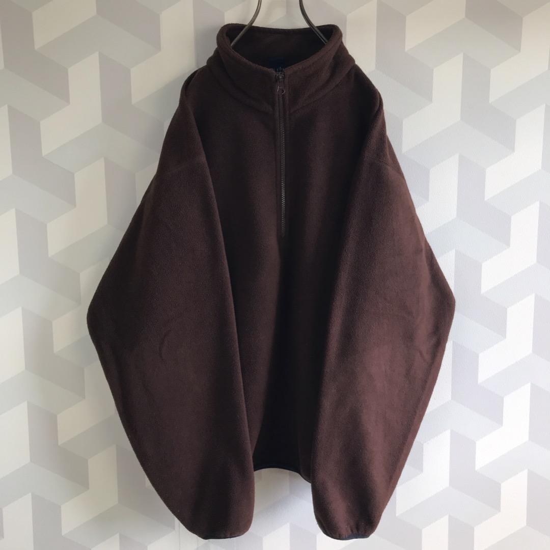 nautica USA製刺繍ロゴハーフジップフリースブルゾンブラウン茶ノーチカ CupUG-m99837255518 超激安好評