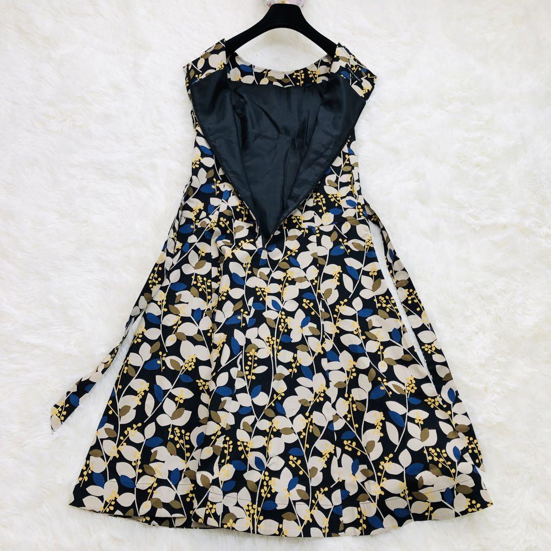 ローラアシュレイ リーフ柄 フレンチスリーブ ワンピース 9