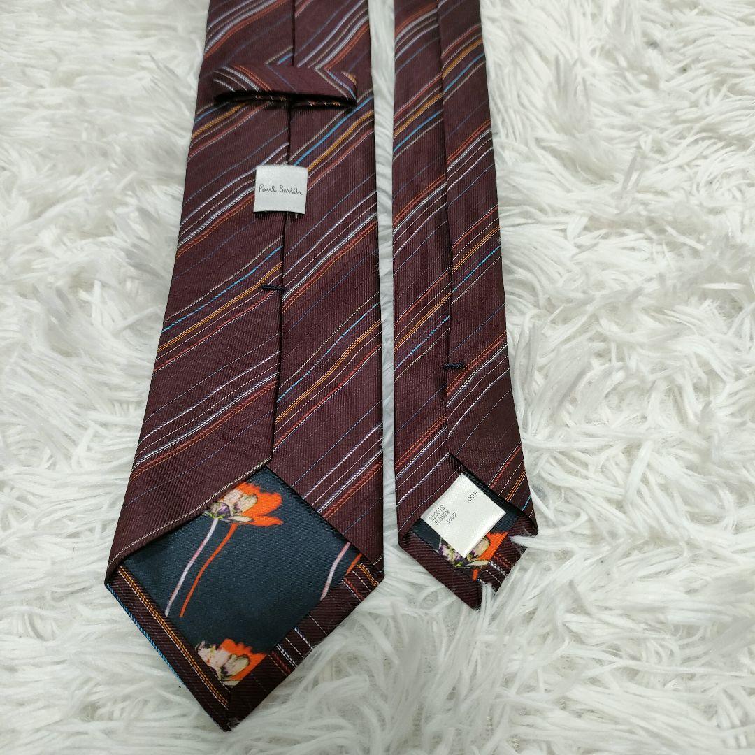 現行タグ　paul smith ポールスミス　赤　紺　ストライプ　マルチカラー