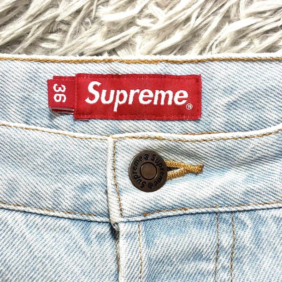 美品 Supreme スターロゴレギュラージーンズ ライトブルー size36