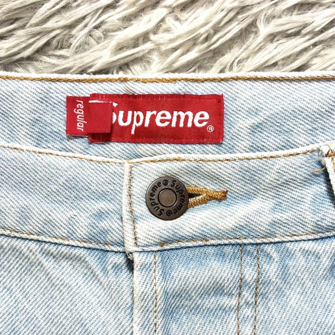 美品 Supreme スターロゴレギュラージーンズ ライトブルー size36