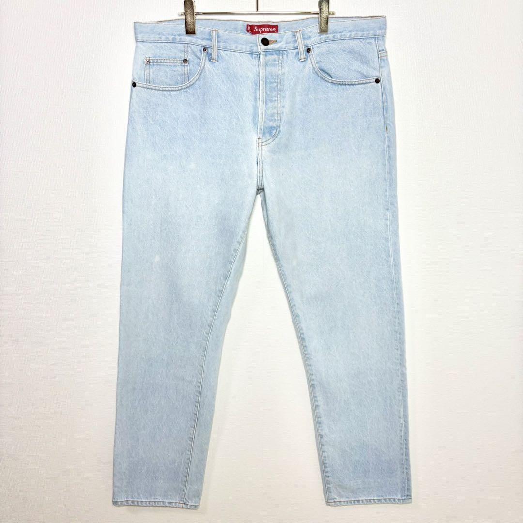 美品 Supreme スターロゴレギュラージーンズ ライトブルー size36