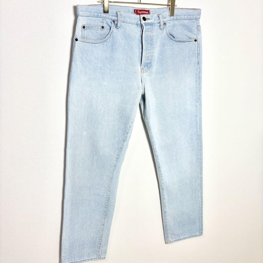 美品 Supreme スターロゴレギュラージーンズ ライトブルー size36