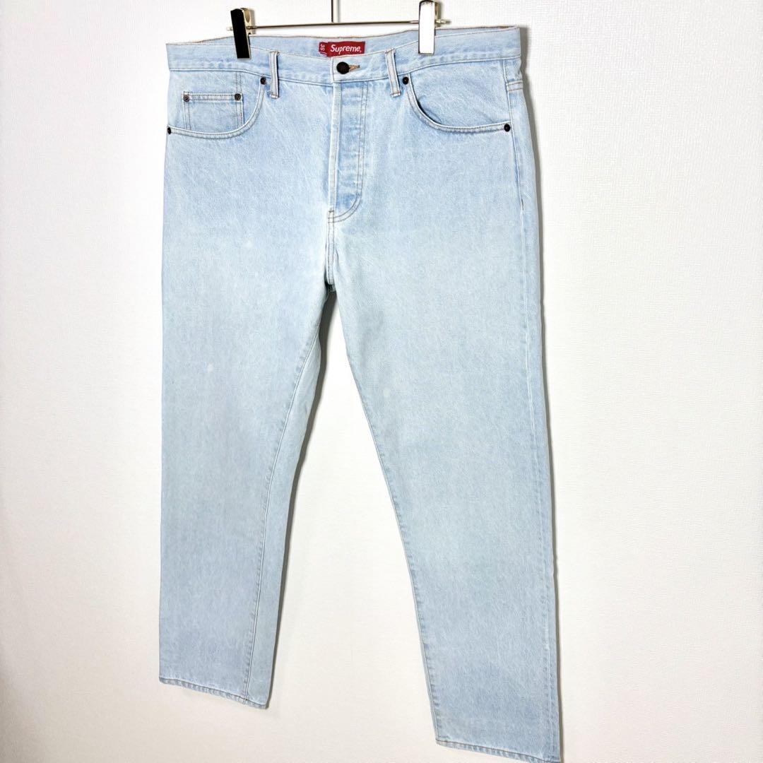 美品 Supreme スターロゴレギュラージーンズ ライトブルー size36