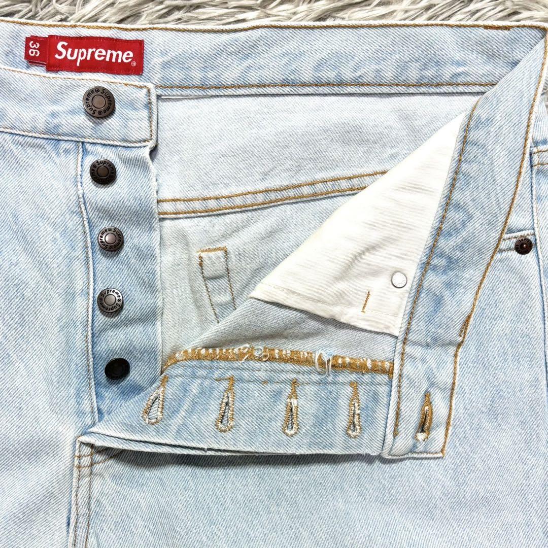 美品 Supreme スターロゴレギュラージーンズ ライトブルー size36
