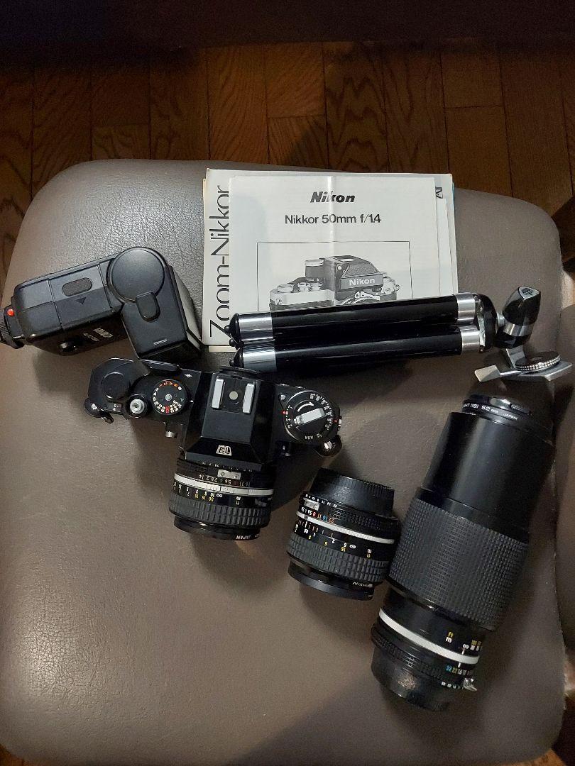 Nikon EL2一眼レフフィルムカメラ黒ボディNikkorレンズ他セット