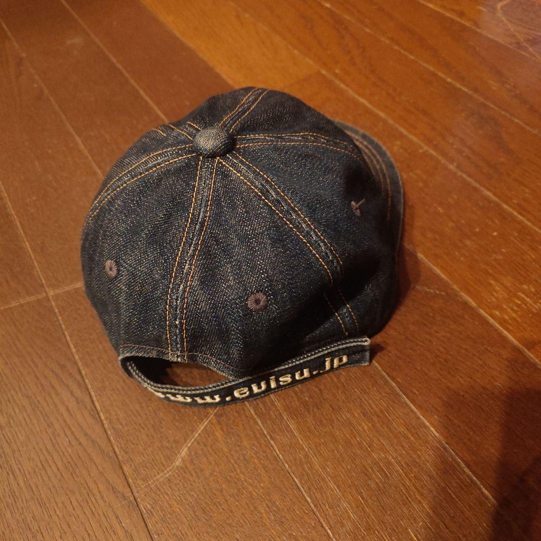 割引購入 エヴィスDENIMCAP ロゴパッチ付き ベースボールキャップ デニム 帽子