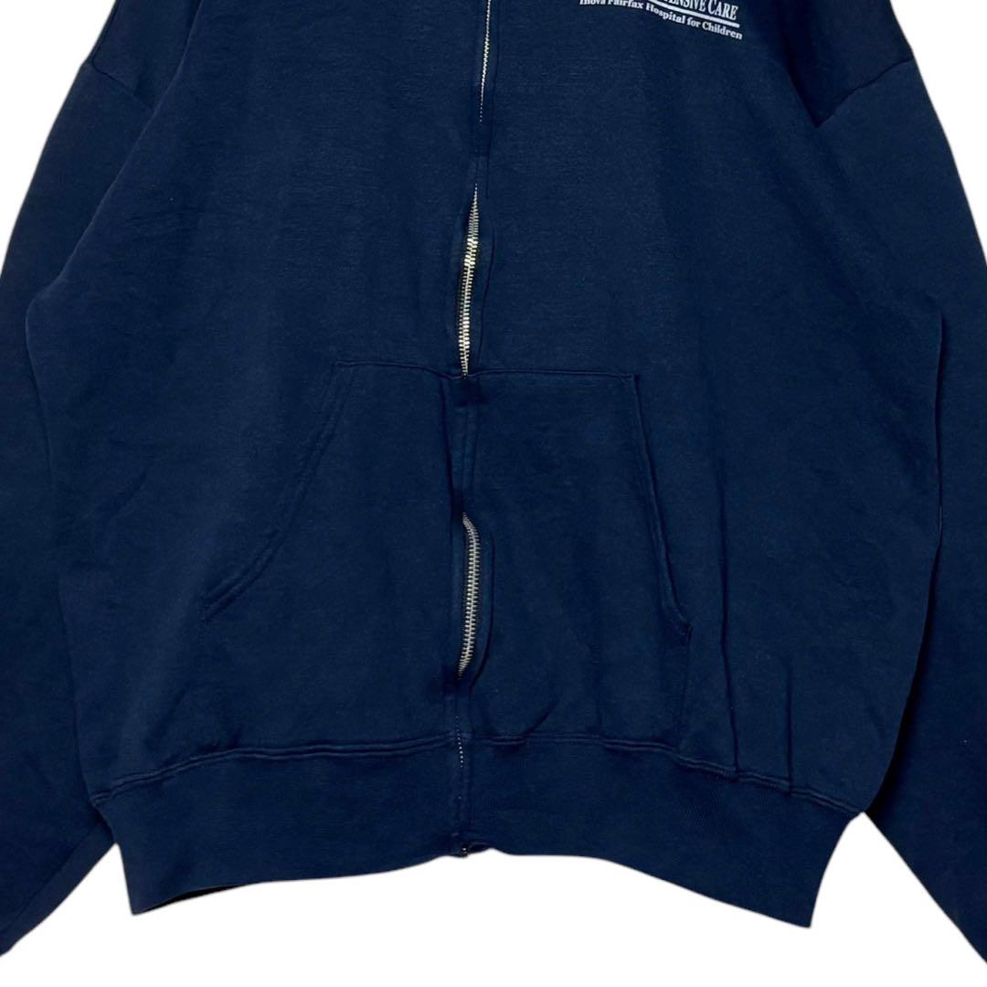 90s USA古着 ジップアップパーカー 紺ネイビー XL スウェット