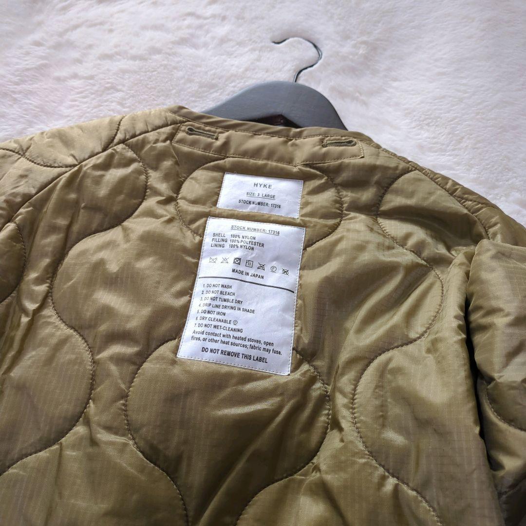 HYKE　ハイク   キルティングコート　ロング　ノーカラー　ベージュ　L