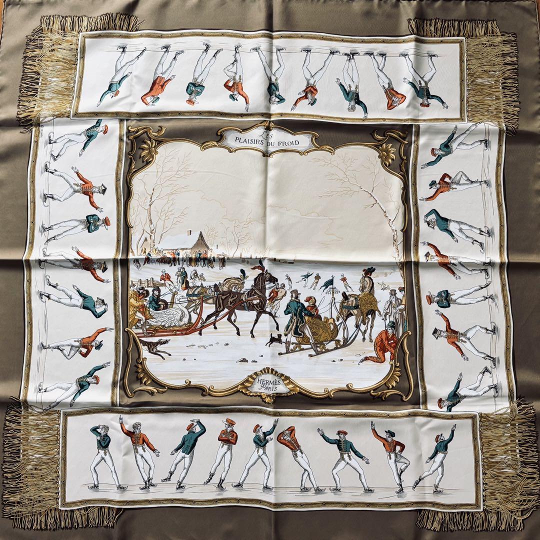 未使用品♡HERMES エルメス カレ90 スカーフ ブラウン×ベージュ