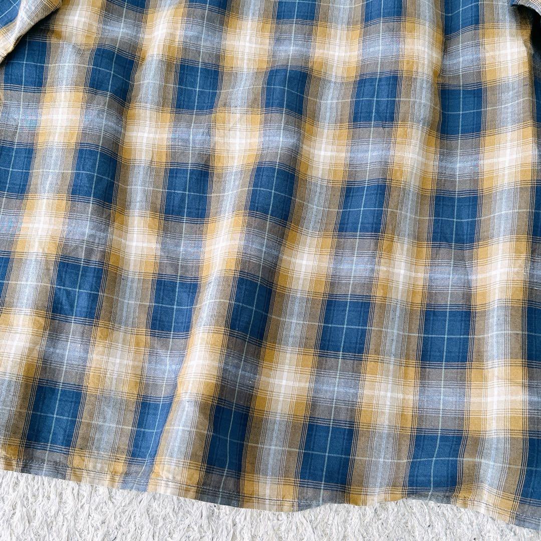 ペンドルトン★未使用タグ付★オープンカラーシャツ★チェック★マスタード×ネイビー