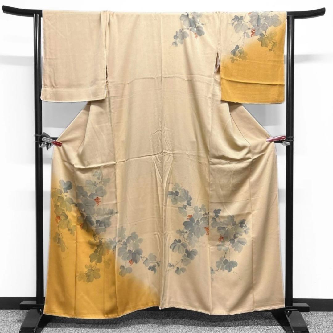 訪問着　葡萄　イエロー　オレンジ　着物　083w d