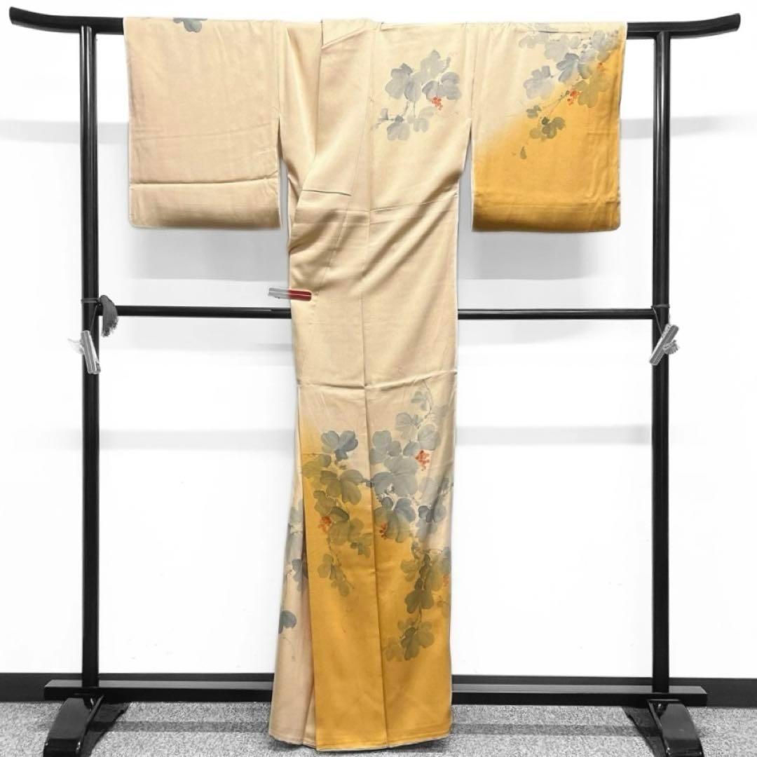 訪問着　葡萄　イエロー　オレンジ　着物　083w d