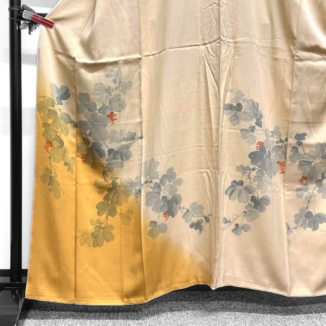 訪問着　葡萄　イエロー　オレンジ　着物　083w d