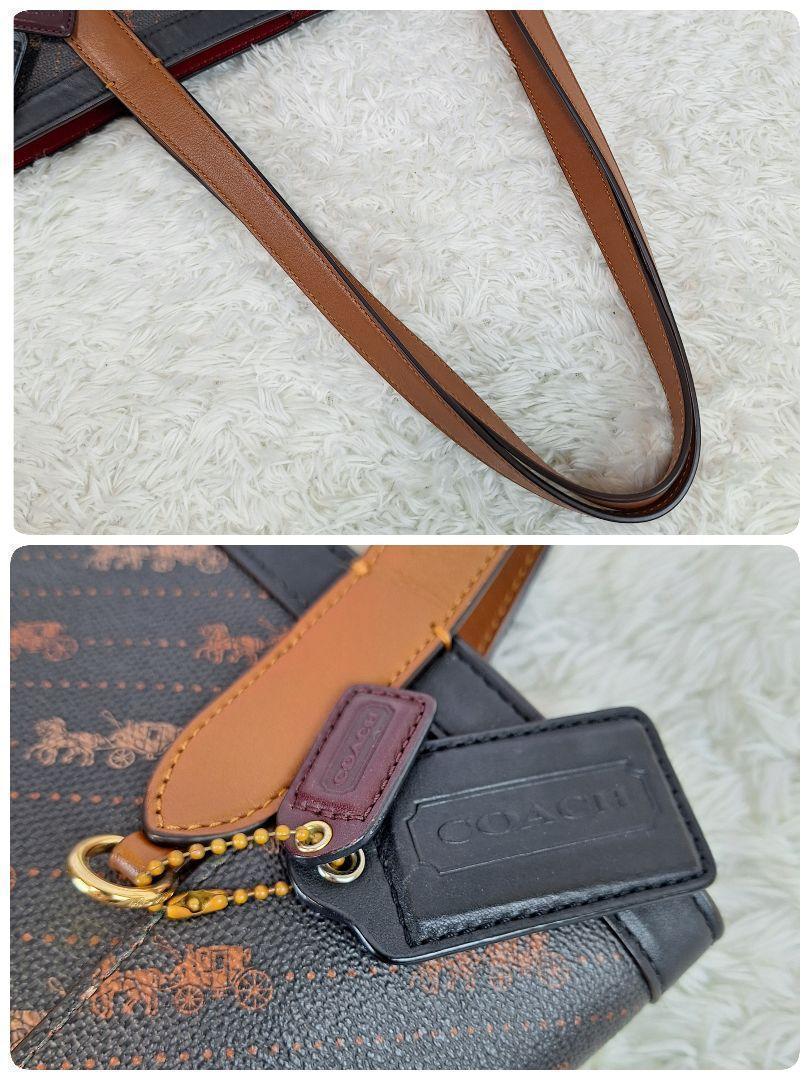 極美品✨COACH コーチ トートバッグ ロゴ 馬車 PVC レザー