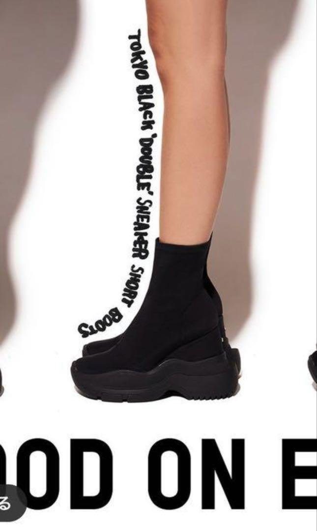 YELLO TOKYO BLACK DOUBLE SNEAKER ショートブーツ
