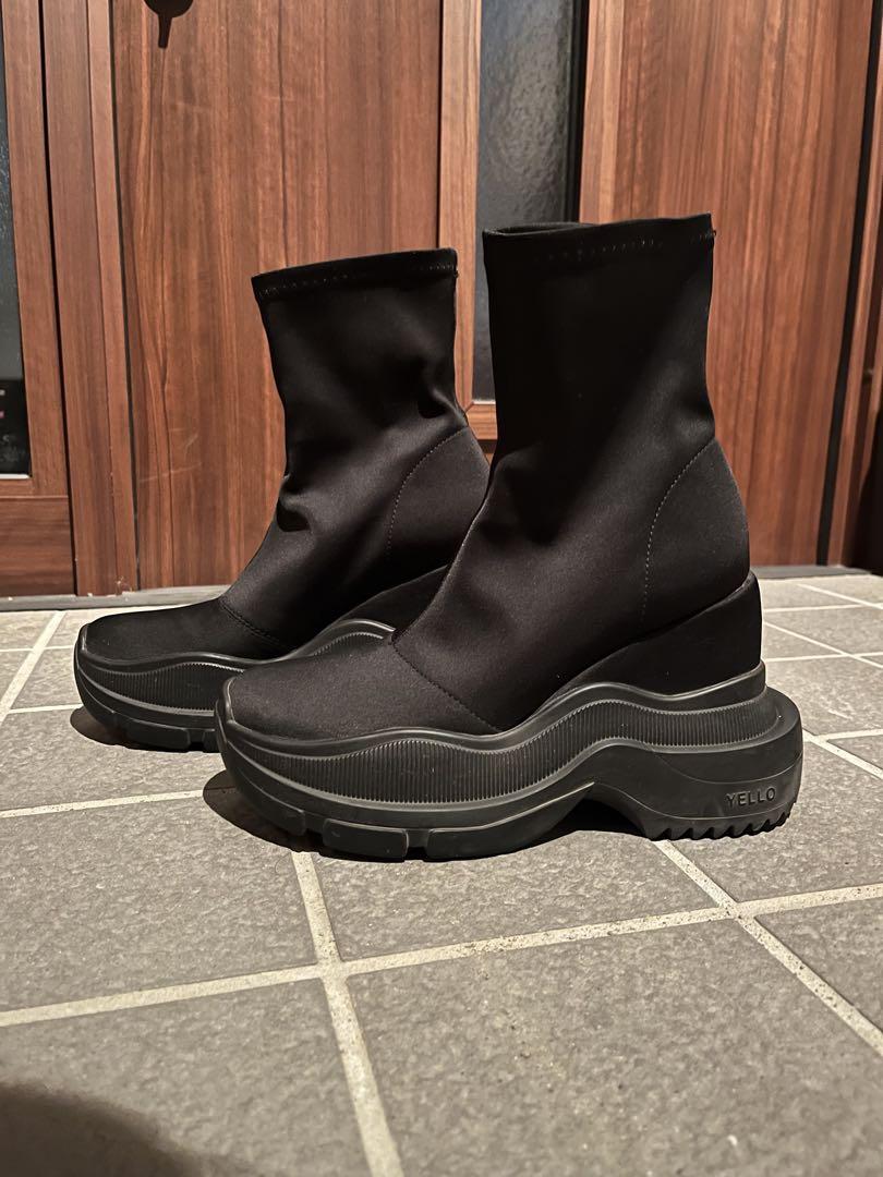 YELLO TOKYO BLACK DOUBLE SNEAKER ショートブーツ
