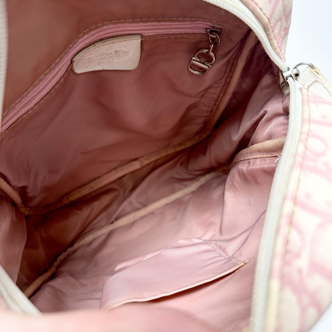 Dior トロッター PVC エナメル レザー ショルダー バッグ ピンク