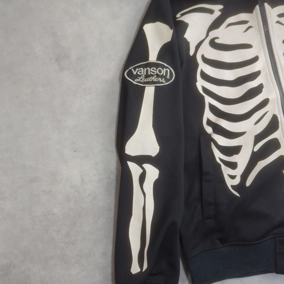 VANSON スカル ボーン 骨 ジップアップ パーカー ブラック S