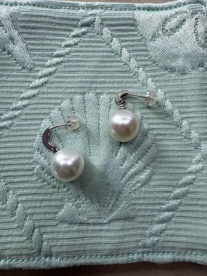 真珠18金ホワイトゴールドダイヤモンドピアス
