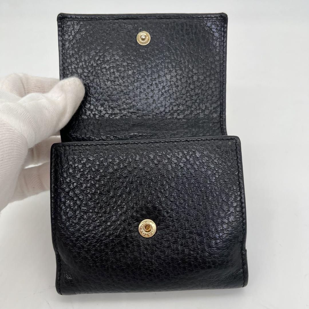 GUCCI 二つ折り財布 インターロッキング シェリーライン GG金具 黒 本革