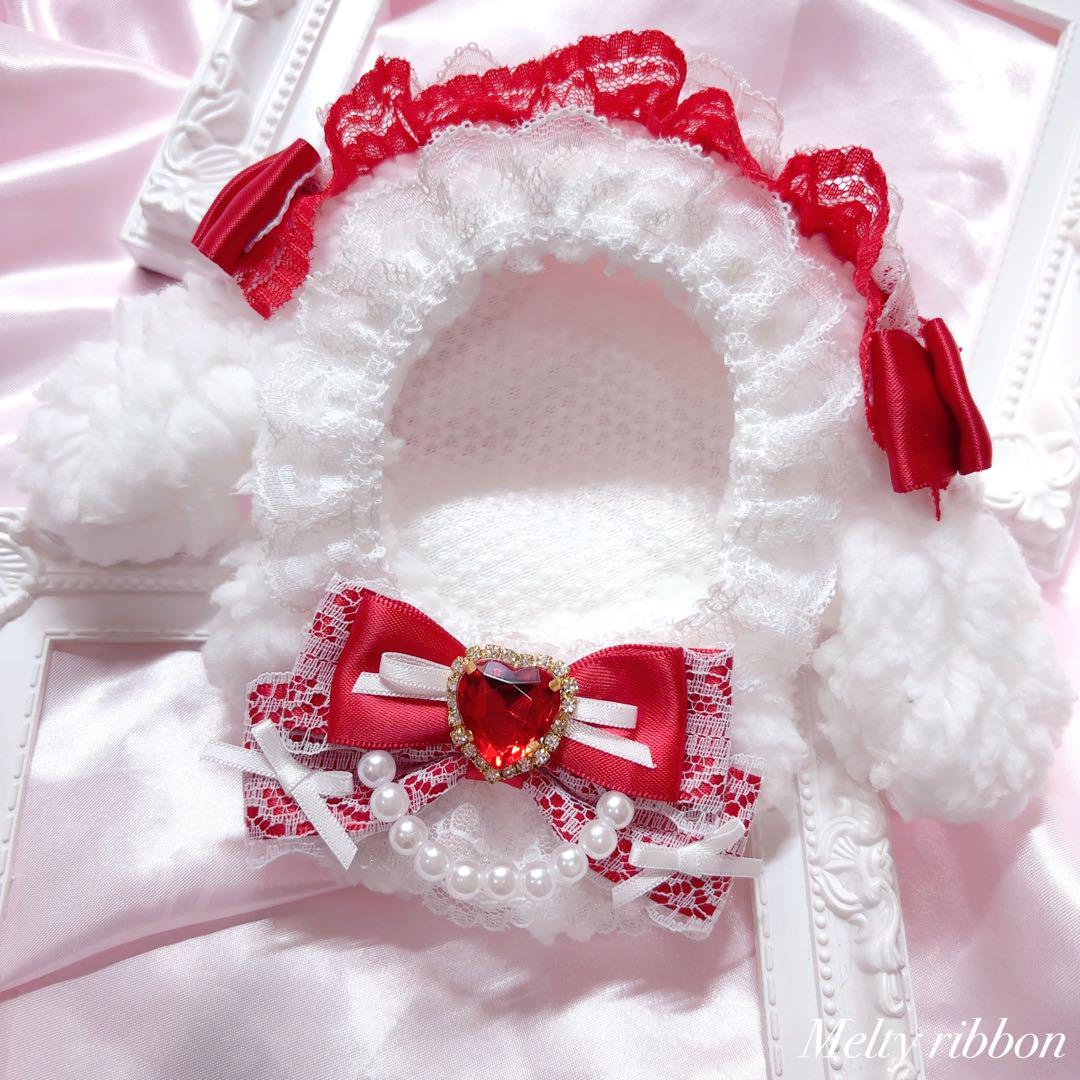♡現品販売♡ ぬい服 垂れ耳うさぎ レッド ヘッドドレス ちび