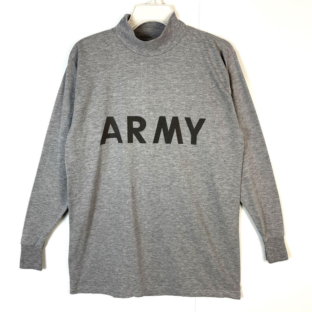 90sU.S.ARMY米軍ミリタリーTシャツハイネックロンT両面プリント