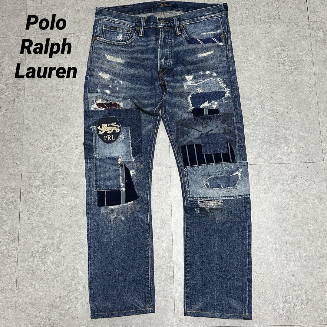 Polo Ralph Lauren 襤褸 加工 デニムパンツ 30 パッチワーク Polo Ralph Lauren 襤褸 加工 デニムパンツ 30 パッチワーク