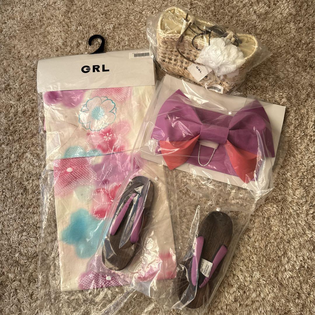 GRL 浴衣セット リボンと下駄付き