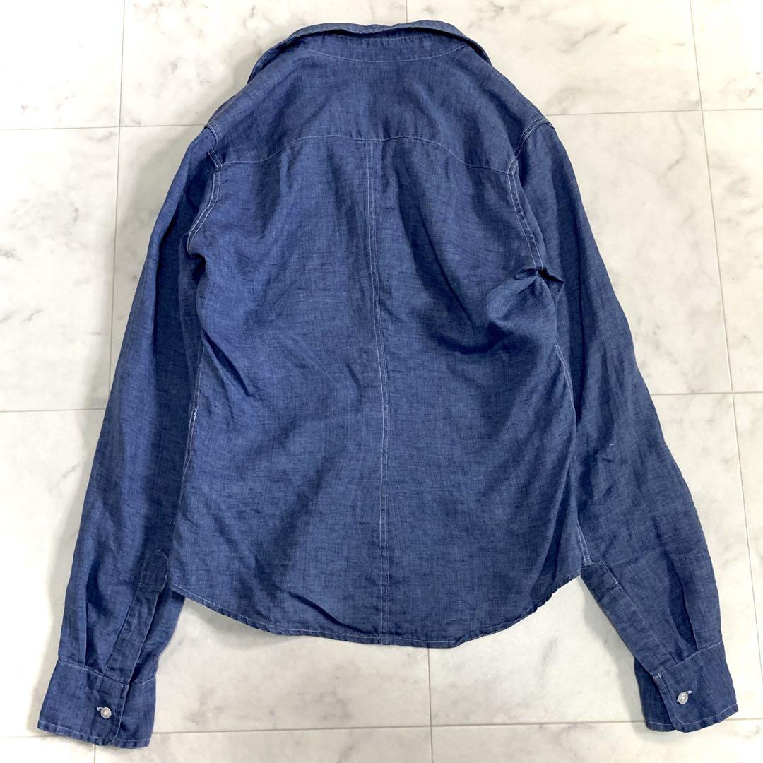 美品 フランクアンドアイリーン BARRY リネン スキッパーシャツ ダンガリー