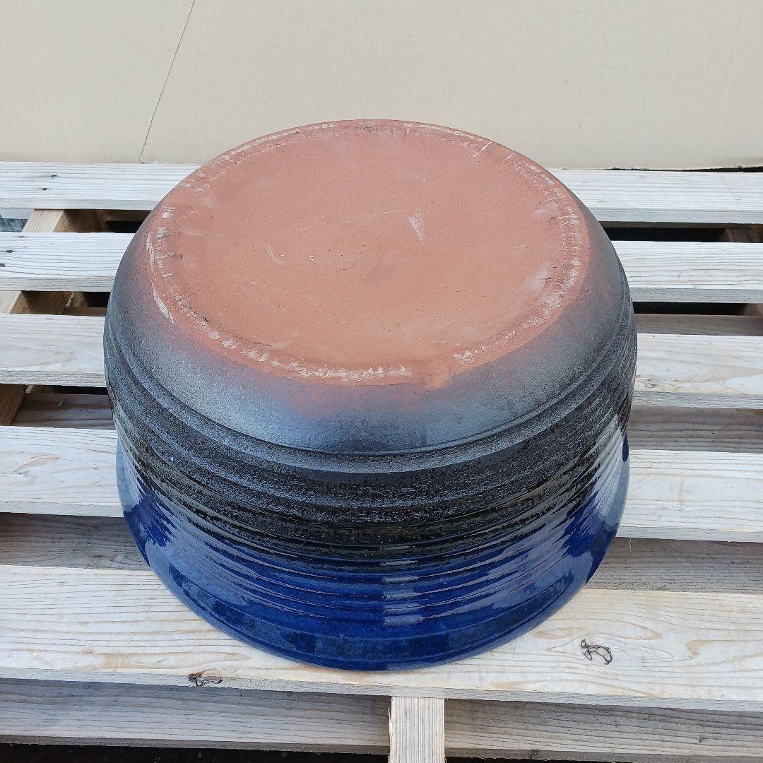 新品　∅50　特大　陶器　睡蓮鉢　手造り　メダカ鉢　難有　ラピスブルー　青LDB 新品 ∅50 陶器睡蓮鉢 大型 メダカ鉢 ラピスブルー 濃紺 藍色