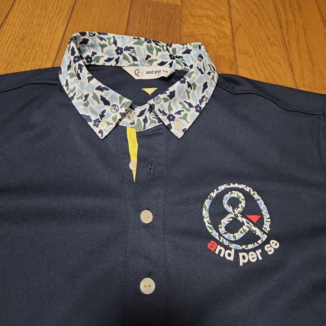 and per se ネイビー ポロシャツ L ゴルフシャツ　タグ付　新品未使用 and per se ネイビー ポロシャツ L ゴルフシャツ タグ付 新品未