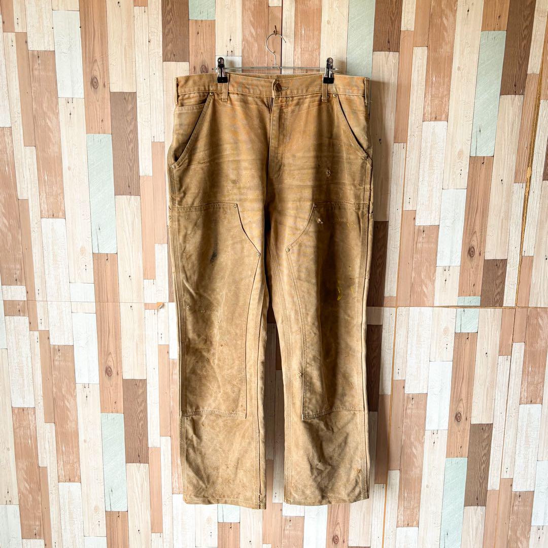 【USA製】Carhartt ダブルニー ダックペインターパンツ W34 BRN