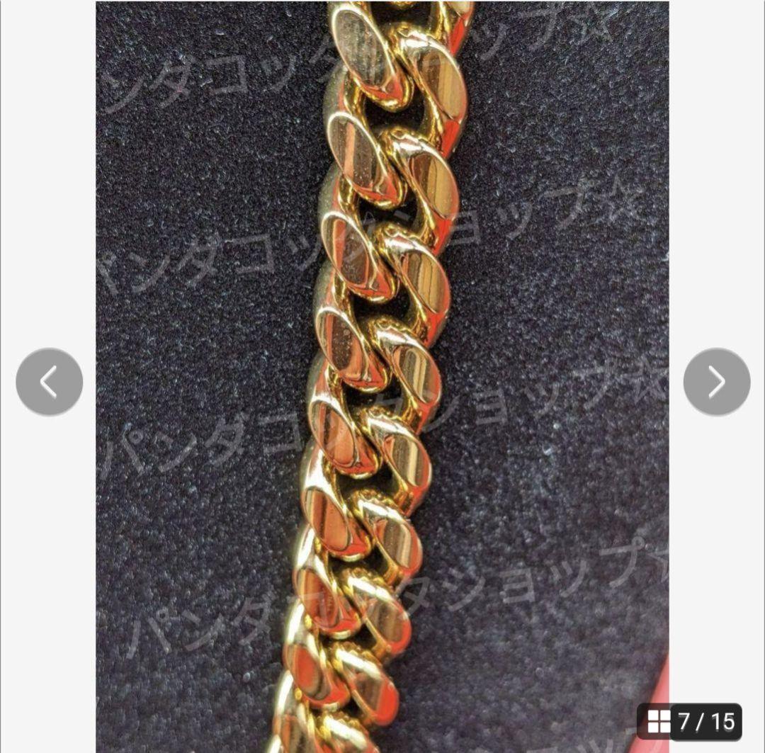 10mm 60cm 金ネックレス 18kゴールド ステンレス製 ダブルセーフティ
