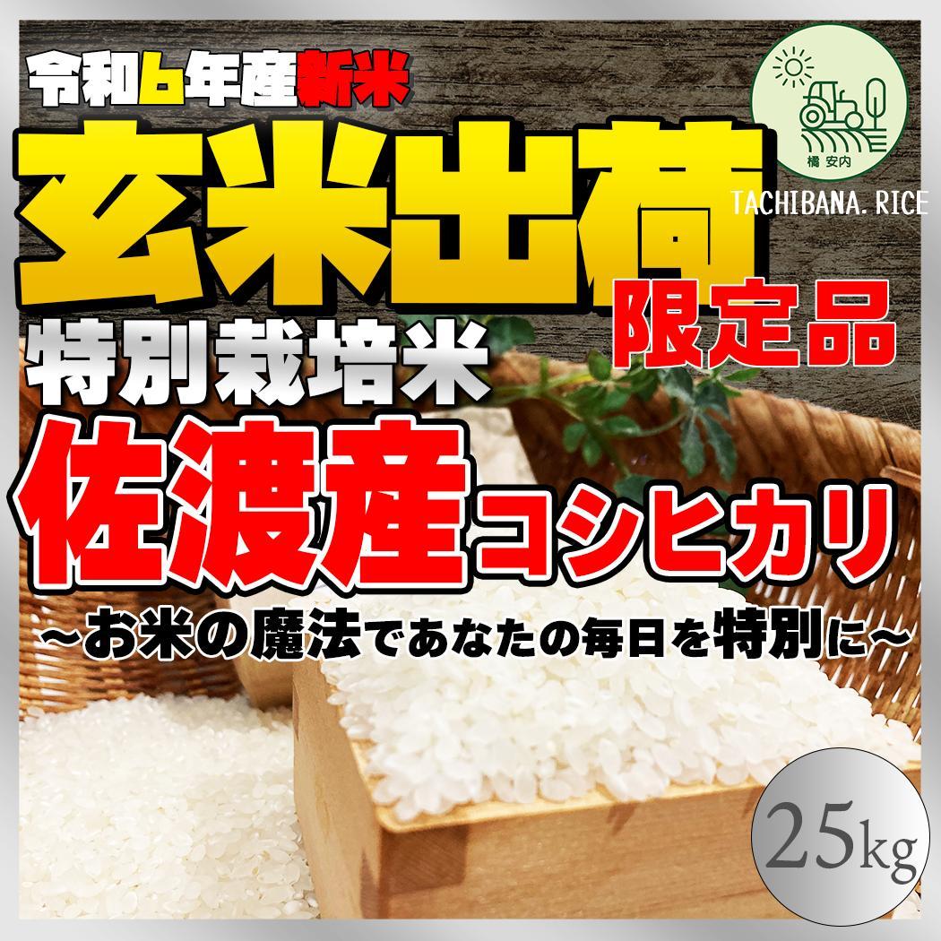 ★極上★【R6年産新米】＜玄米＞佐渡産コシヒカリ ー特別栽培米ー25kg