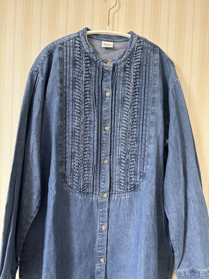 美品★別注 サムシング × F by ROSSO デニムタックチュニック SOMETHING × F by ROSSO 別注デニムタックチュニック 発売