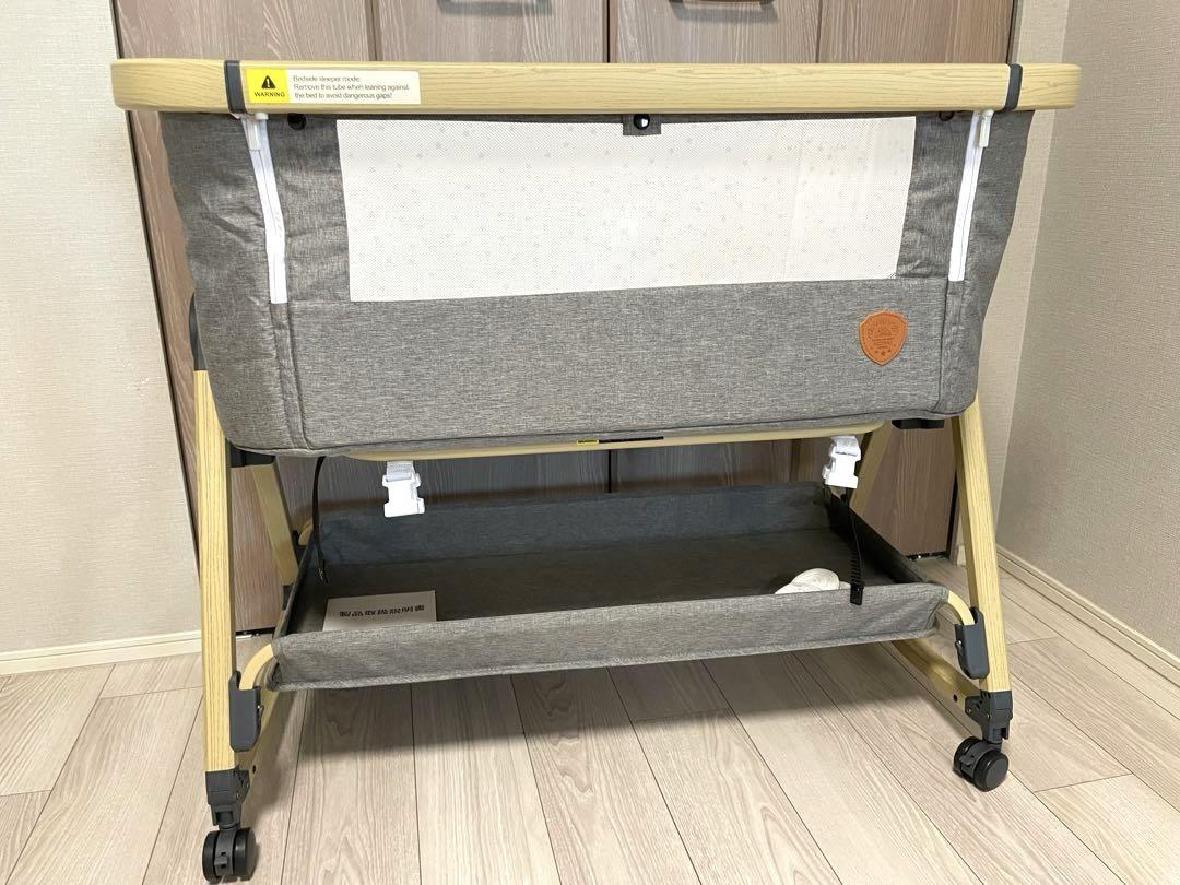 ★美品★ HZDMJベビーベッド　グレー　2023年製　移動可能　折りたたみ可