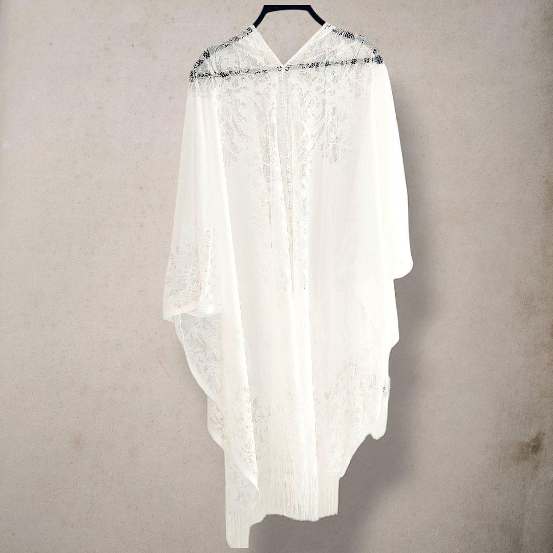 SHOO・LA・RUE❤レース ポンチョ 羽織り 体型カバー 白 ホワイト