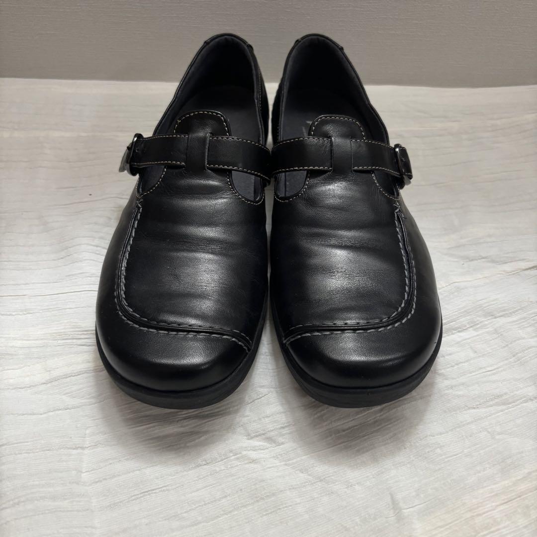 ペダラ♡アシックス ウォーキング ストラップシューズ　レザー　ストラップ　黒