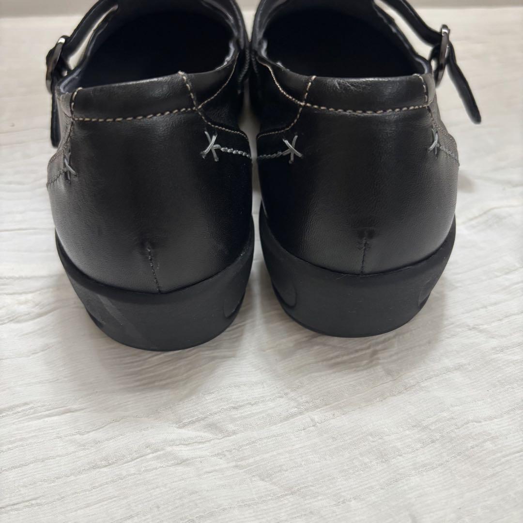 ペダラ♡アシックス ウォーキング ストラップシューズ　レザー　ストラップ　黒