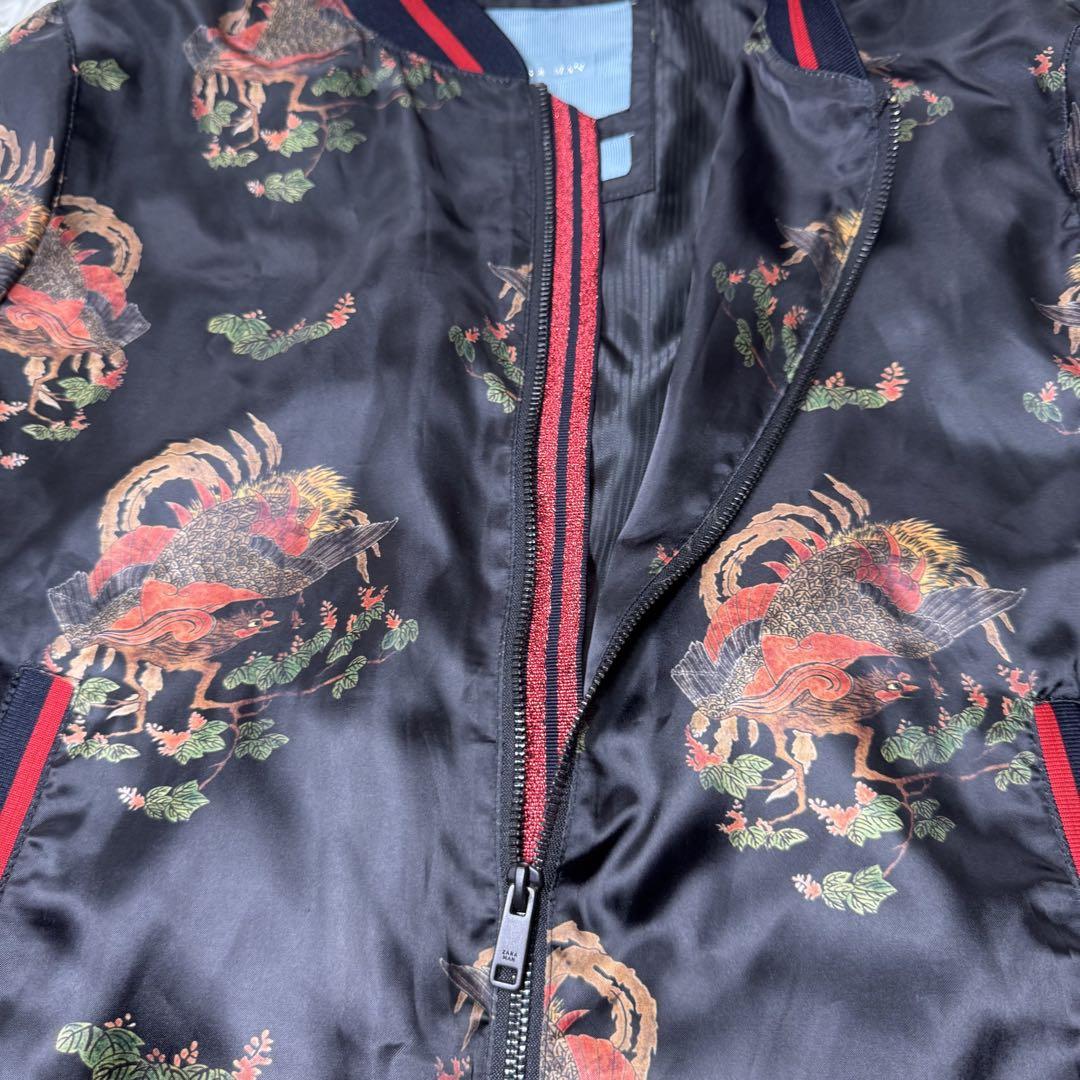 ☆【極美品】ZARA 日本画 総柄 MA-1 ブルゾンジャケット☆