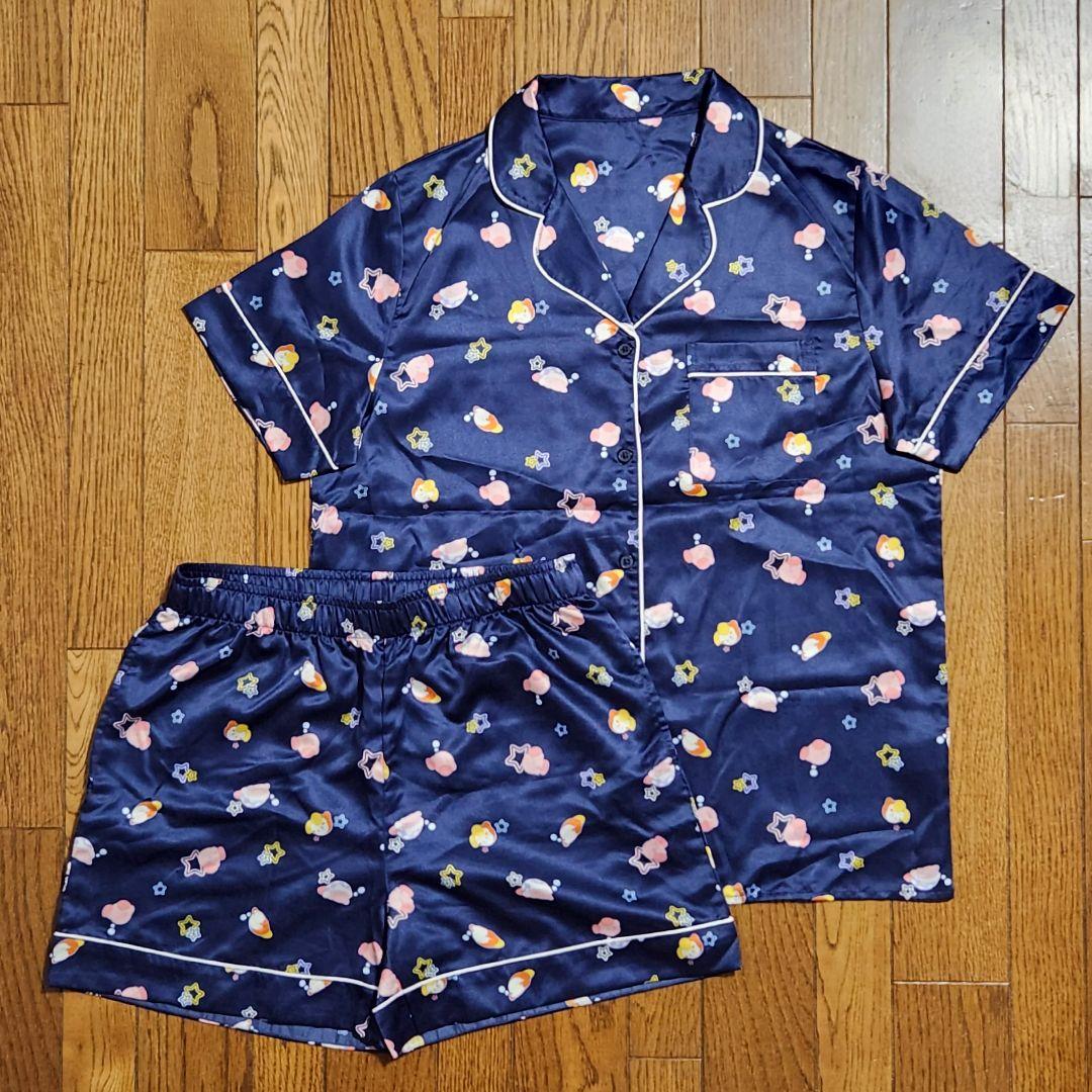 4【GU】サテンパジャマ（長袖ロングパンツ） くすみピンク 3XL