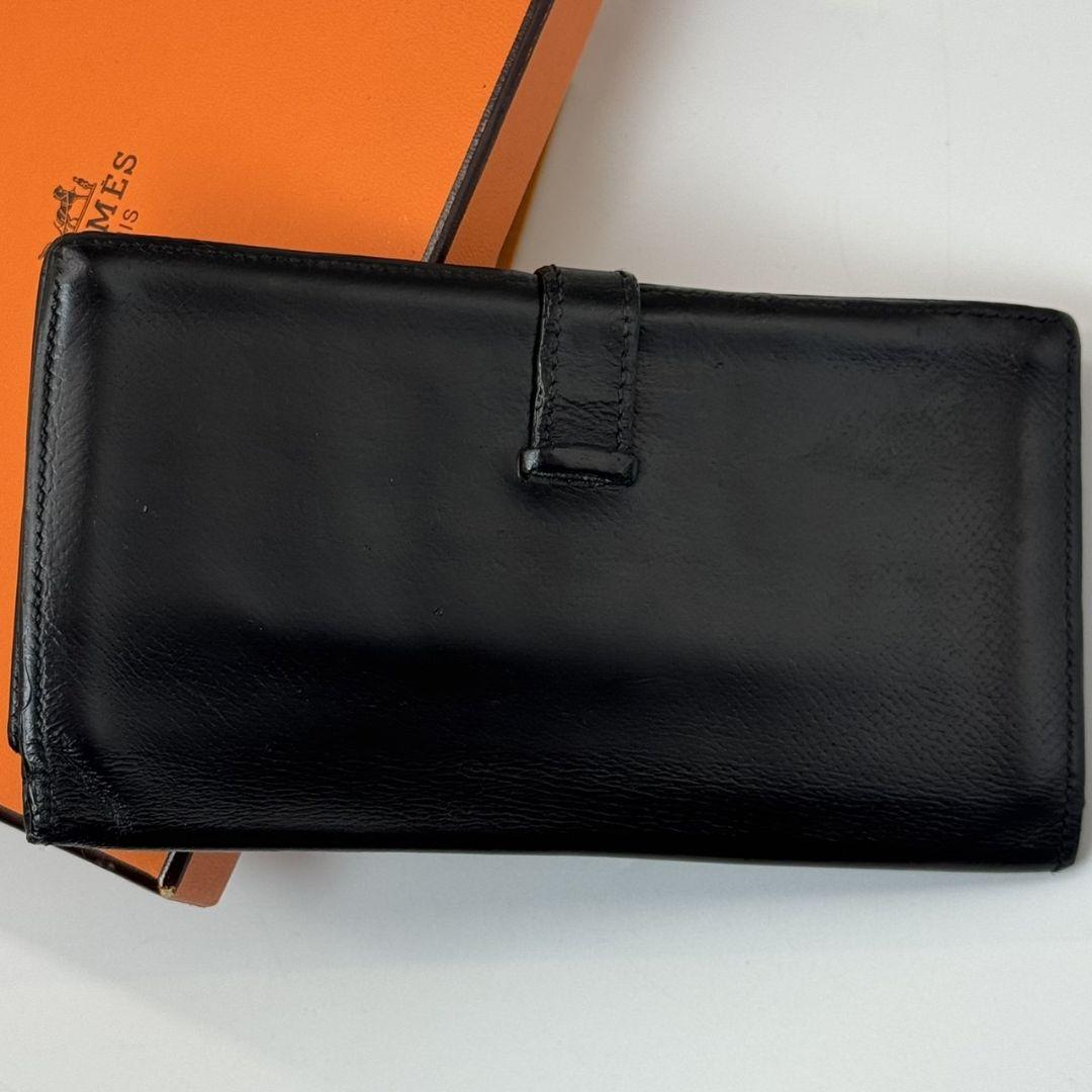 エルメス ベアン スフレ 財布 長財布 折り財布 二つ折り 黒 ブラック □J