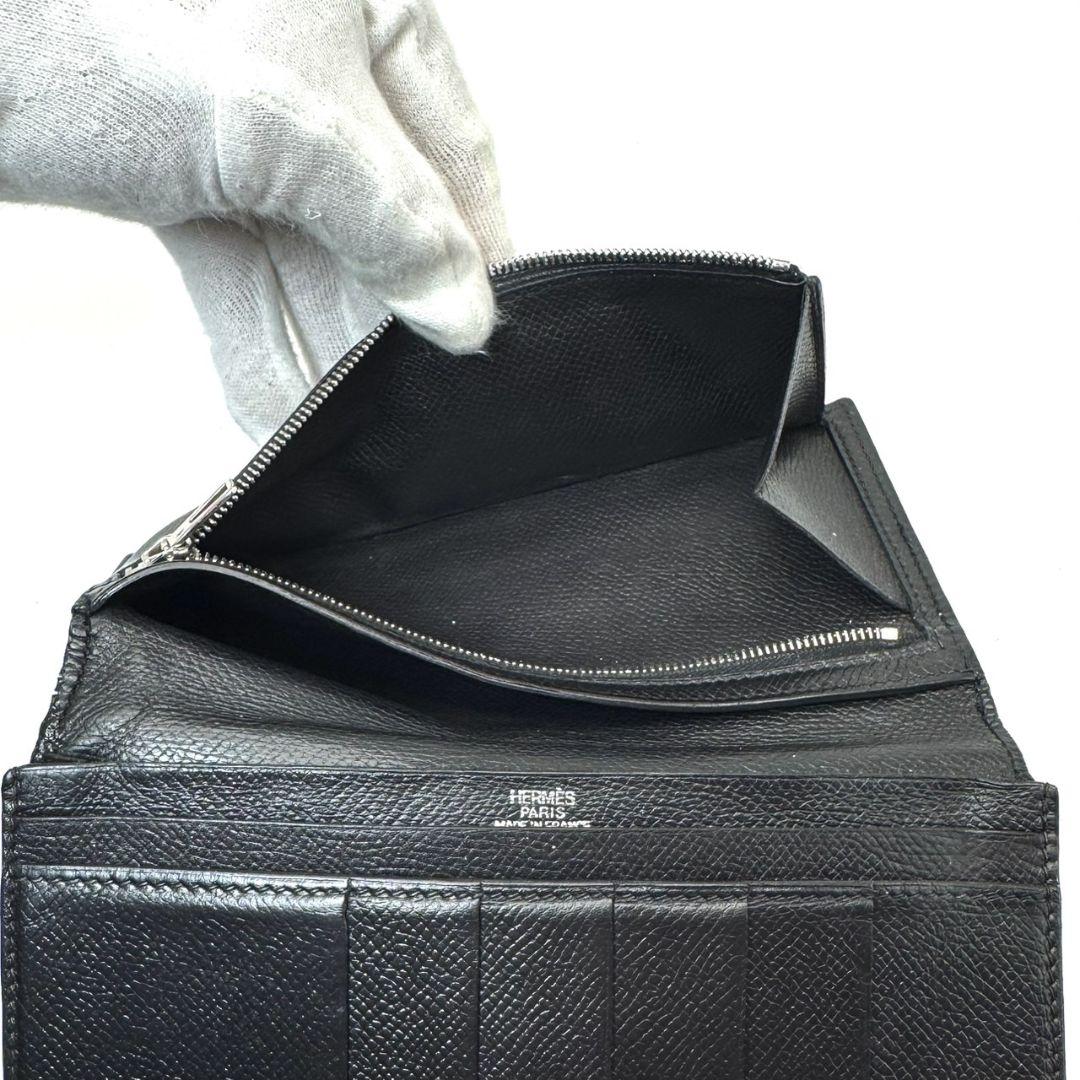 エルメス ベアン スフレ 財布 長財布 折り財布 二つ折り 黒 ブラック □J