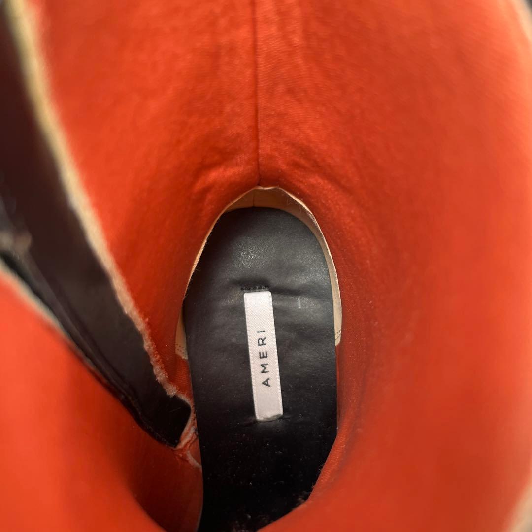 美品 アメリ ショートブーツ ブラック レザー 厚底 美品 アメリ ショートブーツ ブラック レザー 厚底