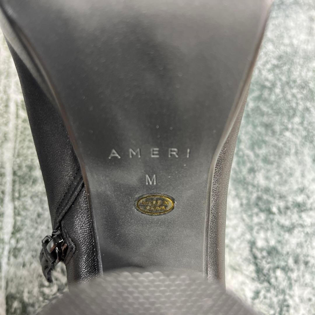 美品 アメリ ショートブーツ ブラック レザー 厚底 美品 アメリ ショートブーツ ブラック レザー 厚底