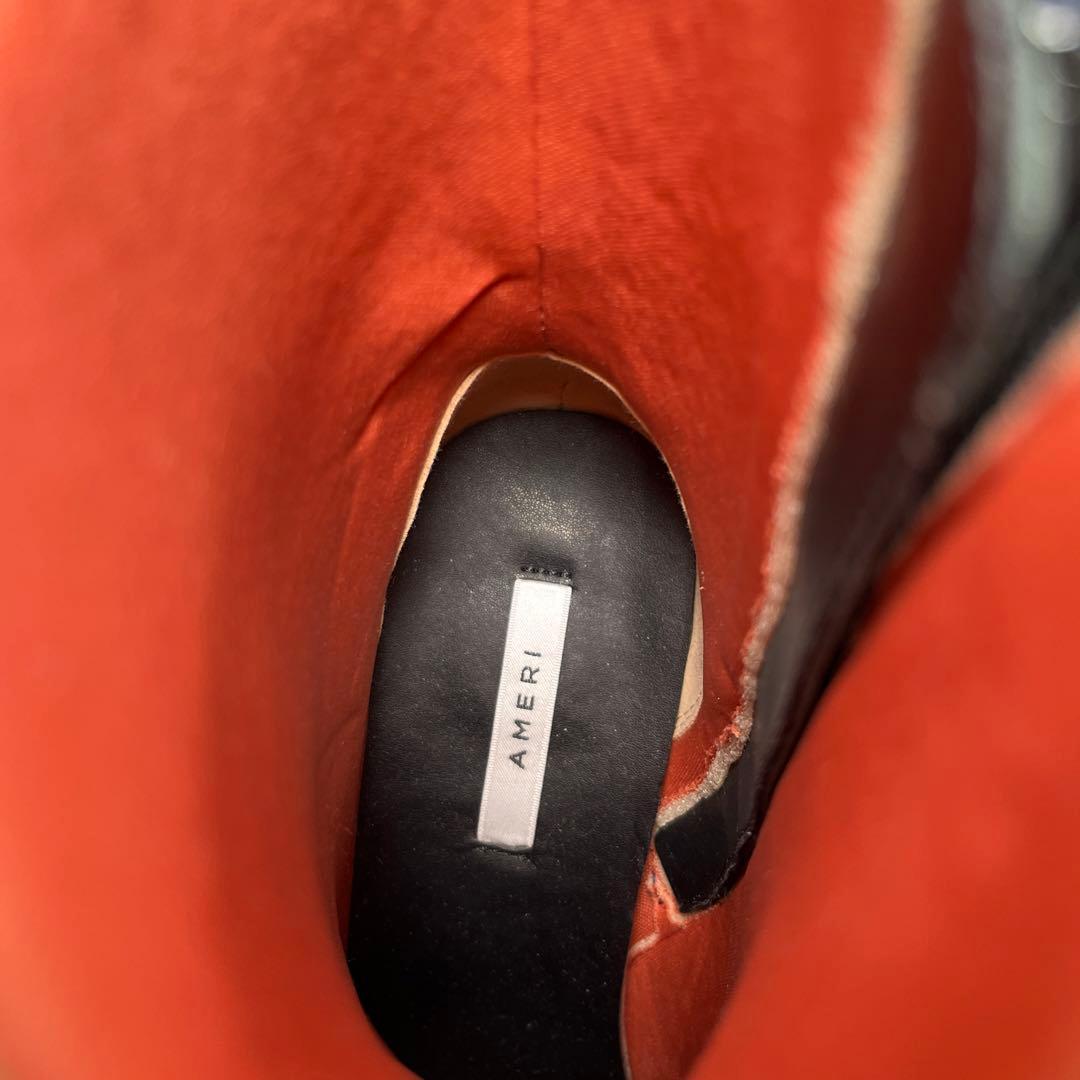 美品 アメリ ショートブーツ ブラック レザー 厚底 美品 アメリ ショートブーツ ブラック レザー 厚底