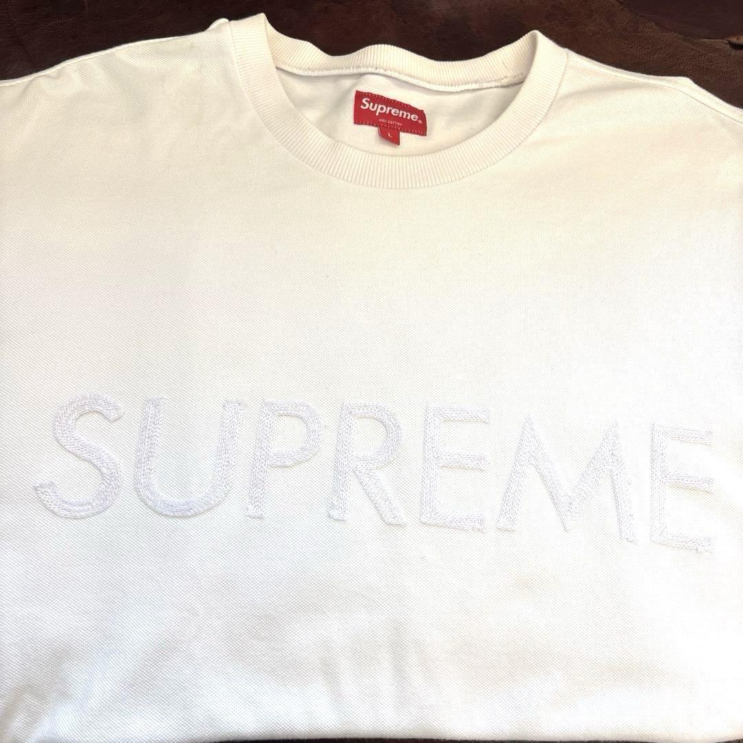 Supreme 長袖カットソー ロゴ刺繍　サイズL